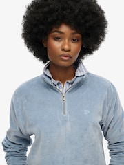 Blauw - Superdry Velour Half Zip Jumper - Image 4 of 6
