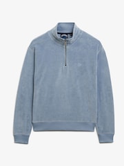 Blauw - Superdry Velour Half Zip Jumper - Image 5 of 6