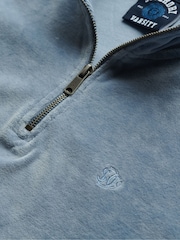 Blauw - Superdry Velour Half Zip Jumper - Image 6 of 6