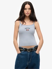 Superdry Light Blue 100% Cotton Athletic Essentials Cami Top - Image 1 of 6