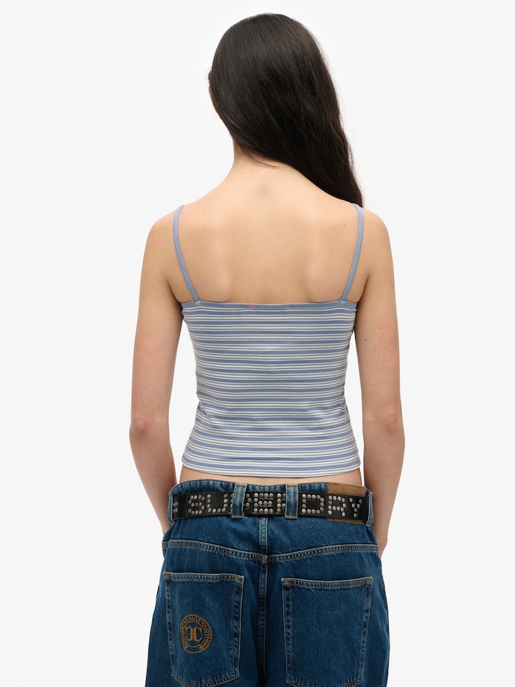 Superdry Light Blue 100% Cotton Athletic Essentials Cami Top - Image 2 of 6