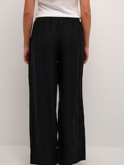 Cream Comfortable Black 100% Linen Trousers - Image 2 of 6