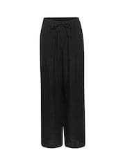 Cream Comfortable Black 100% Linen Trousers - Image 5 of 6