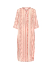 Cream 100% Linen Ethnic Porcelain Rose Black Shirt Dress - Image 3 of 4