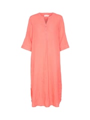 Cream Pink Porcelain Rose 100% Linen Maxi Dress - Image 4 of 5