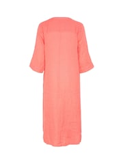 Cream Pink Porcelain Rose 100% Linen Maxi Dress - Image 5 of 5