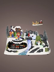 Lumineo LED Moving Village Scene With Santa Clause Christmas Decorations - Image 3 of 3