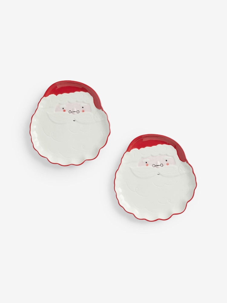 Set of 2 Red Christmas Santa Side Plates - Image 1 of 1 Set of 2 Red Christmas Santa Side Plates - Image 1 of 1