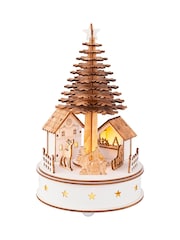 Lumineo Spinning LED Wooden Musical Christmas Tree Ornaments - Image 2 of 2