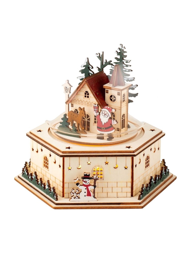 Lumineo Wooden LED Musical Christmas Snow Globe Decoration - Image 2 of 3 Lumineo Wooden LED Musical Christmas Snow Globe Decoration - Image 2 of 3