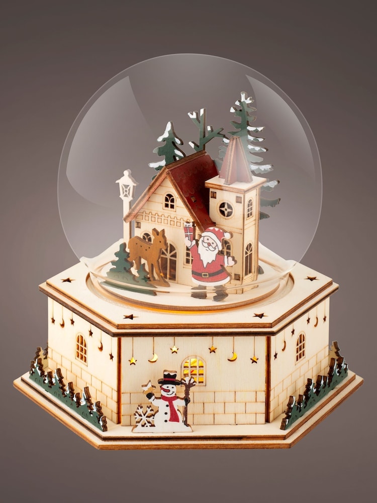 Lumineo Wooden LED Musical Christmas Snow Globe Decoration - Image 3 of 3 Lumineo Wooden LED Musical Christmas Snow Globe Decoration - Image 3 of 3