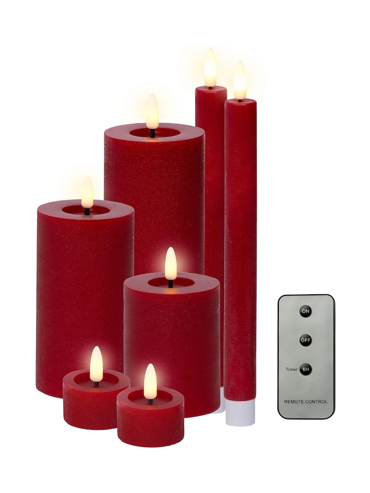 Lumineo Red Set of 7 LED Candles - Image 2 of 3