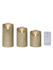 Lumineo Gold Tone Set of 3 LED Candles - Image 2 of 2