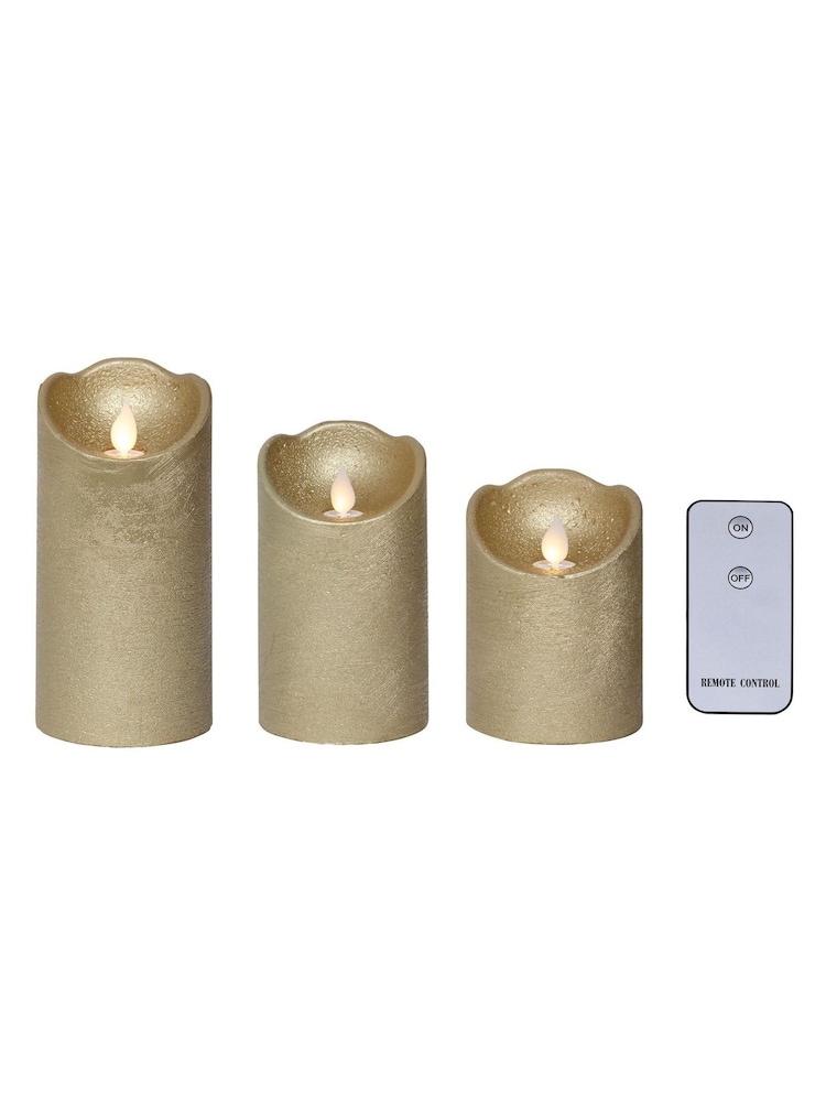 Lumineo Gold Tone Set of 3 LED Candles - Image 2 of 2