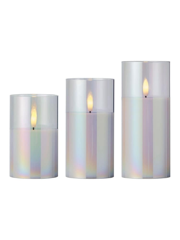 Lumineo Set of 3 Iridescent Glass LED Candles - Image 2 of 2 Lumineo Set of 3 Iridescent Glass LED Candles - Image 2 of 2