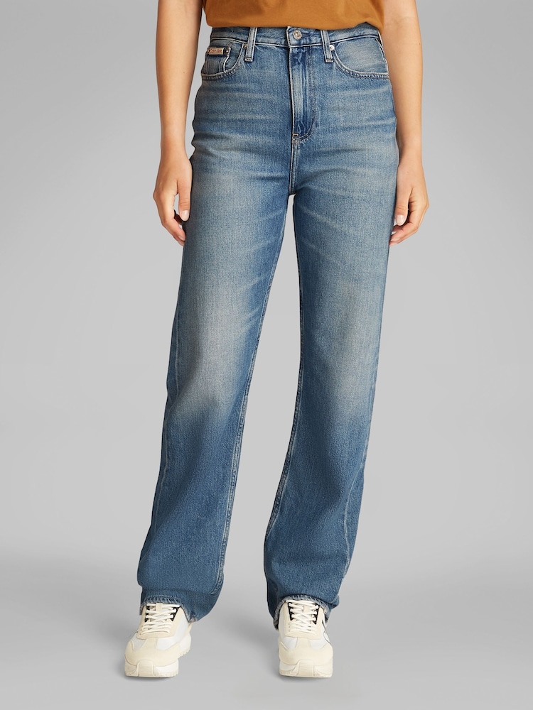 Calvin Klein Blue High Rise Straight Jeans - Image 1 of 6 Calvin Klein Blue High Rise Straight Jeans - Image 1 of 6