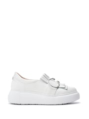 Moda in Pelle Clove Leopard Print Buckle Wedge Leather White Trainers - Image 2 of 4