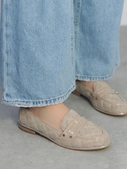 Moda in Pelle Animal Fiorela Quilted Smart Comfort Loafers With Saddle Detail - Image 1 of 4
