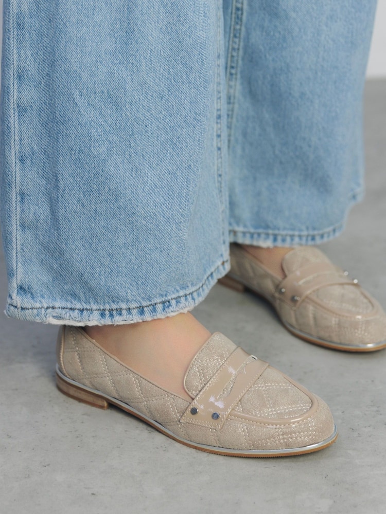 Moda in Pelle Animal Fiorela Quilted Smart Comfort Loafers With Saddle Detail - Image 1 of 4