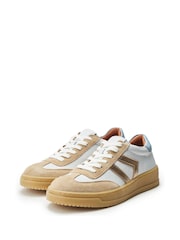Bela - Moda in Pelle Bramble Stylish Angled Panel Leather White Trainers - Slika 2 iz 4