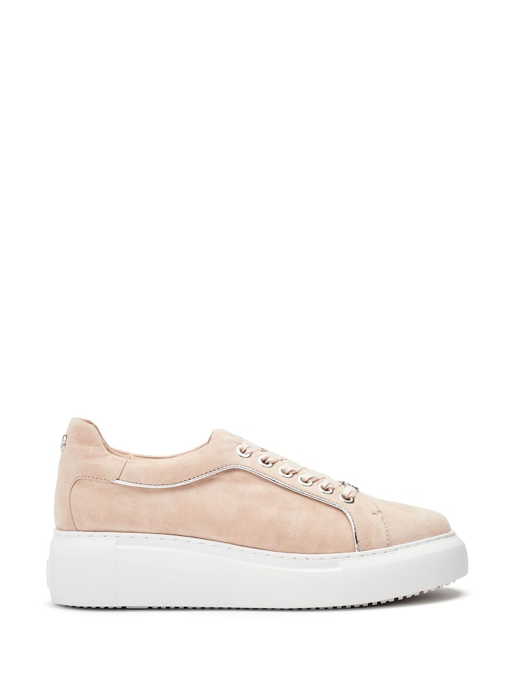 Naravni - Moda in Pelle Bellis Scallop Detail Lace-Up Wedge Trainers - Slika 2 iz 5