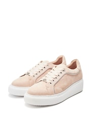 Naravni - Moda in Pelle Bellis Scallop Detail Lace-Up Wedge Trainers - Slika 3 iz 5
