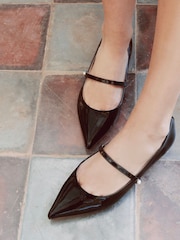 črna - Moda in Pelle cvet mary jane comfort čevlji s plosko peto/brez pete s koničastim toe in bisernim detajlom čevlji - Slika 1 iz 5