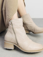 Moda in Pelle Onika Rouched Leather Nude Ankle Boots - Image 1 of 5