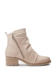 Moda in Pelle Onika Rouched Leather Nude Ankle Boots - Image 2 of 5