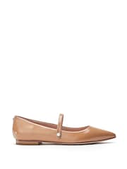 Moda in Pelle Flower Mary Jane Comfort Flat With Pointed Toe And Pearl Detail Shoes - Image 1 of 4