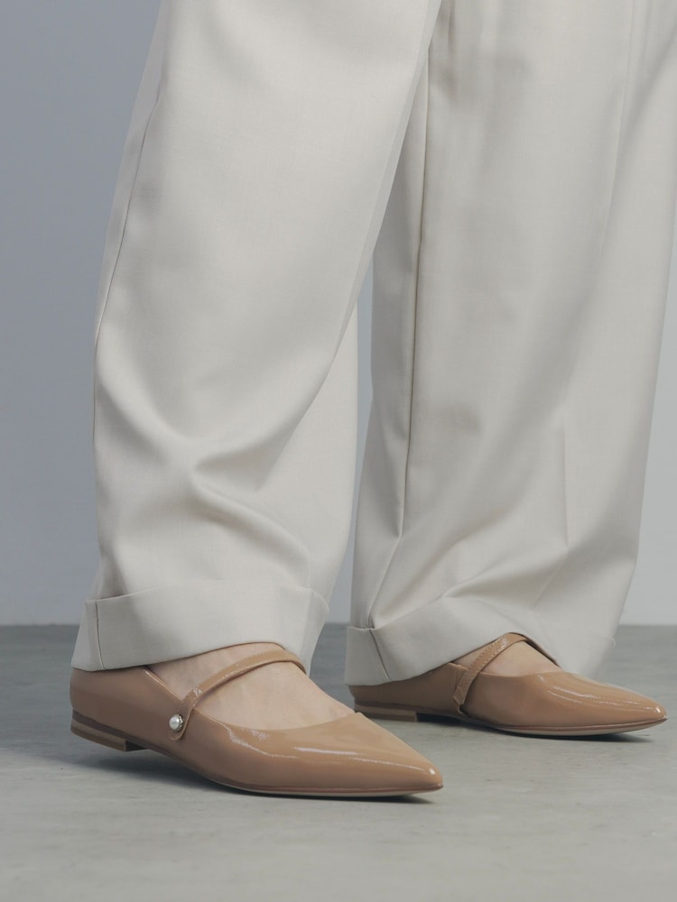 Moda in Pelle Flower Mary Jane Comfort Flat With Pointed Toe And Pearl Detail Shoes - Image 1 of 5 Moda in Pelle Flower Mary Jane Comfort Flat With Pointed Toe And Pearl Detail Shoes - Image 1 of 5