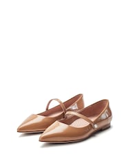 Moda in Pelle Flower Mary Jane Comfort Flat With Pointed Toe And Pearl Detail Shoes - Image 2 of 4