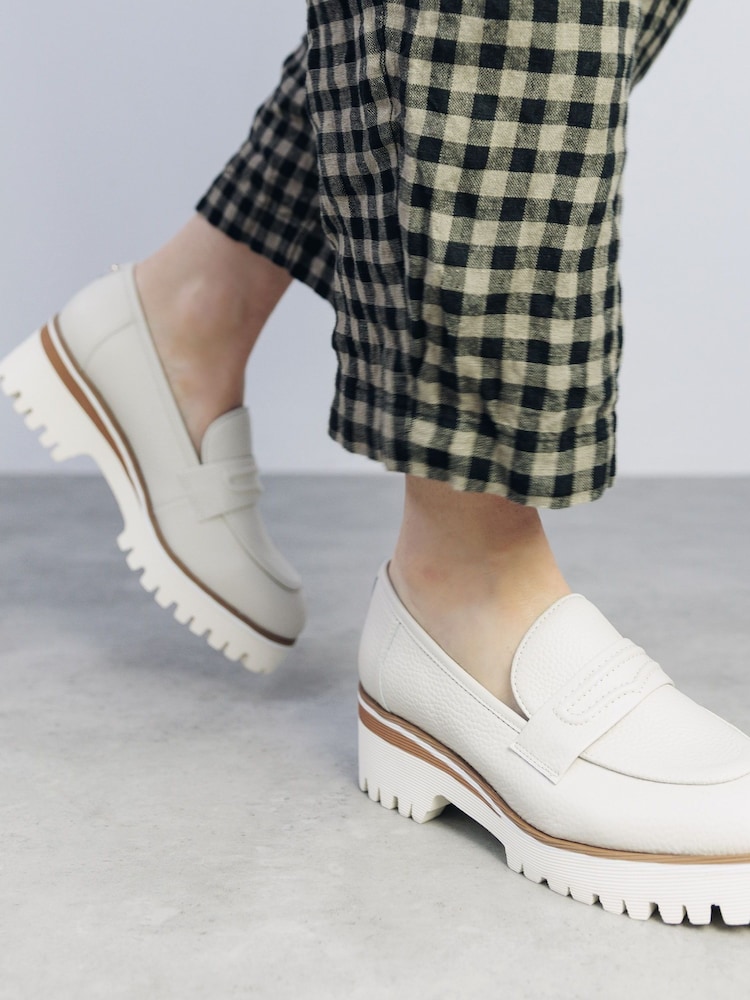 Moda in Pelle Ebonee Cleated Wedge Leather Loafers Featuring Snaffle Trim - Image 1 of 4