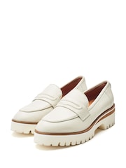 Moda in Pelle Ebonee Cleated Wedge Leather Loafers Featuring Snaffle Trim - Image 3 of 4