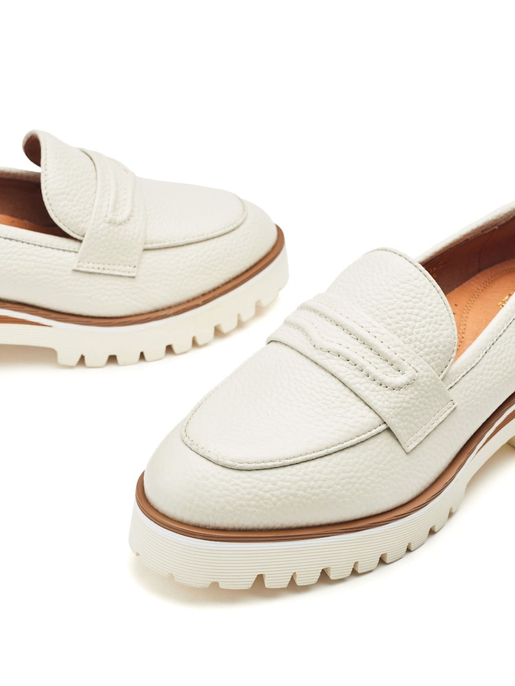 Moda in Pelle Ebonee Cleated Wedge Leather Loafers Featuring Snaffle Trim - Image 5 of 5