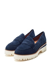 Moda in Pelle Ebonee Cleated Wedge Leather Loafers Featuring Snaffle Trim - Image 3 of 4