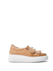 Moda in Pelle Clove Leopard Print Buckle Wedge Leather White Trainers - Image 2 of 4