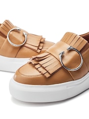 Moda in Pelle Clove Leopard Print Buckle Wedge Leather White Trainers - Image 5 of 5