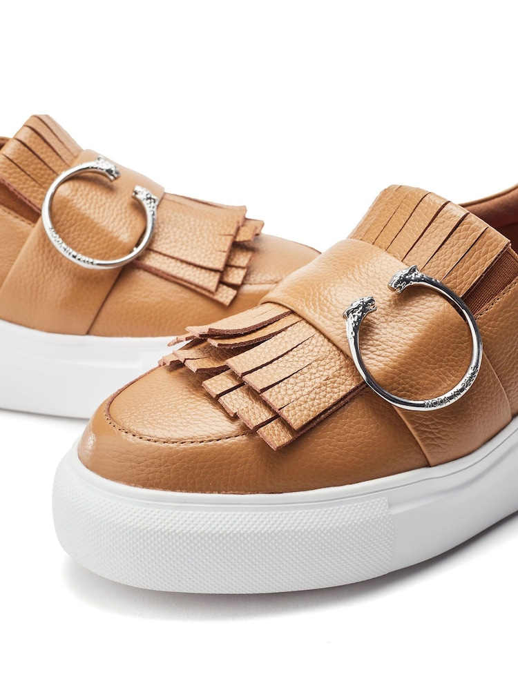 Moda in Pelle Clove Leopard Print Buckle Wedge Leather White Trainers - Image 5 of 5