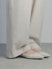 Moda in Pelle Flower Mary Jane Comfort Flat With Pointed Toe And Pearl Detail Shoes - Image 1 of 4