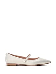 Moda in Pelle Flower Mary Jane Comfort Flat With Pointed Toe And Pearl Detail Shoes - Image 2 of 4