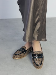 Moda in Pelle Animal Fiorela Quilted Smart Comfort Loafers With Saddle Detail - Image 1 of 4