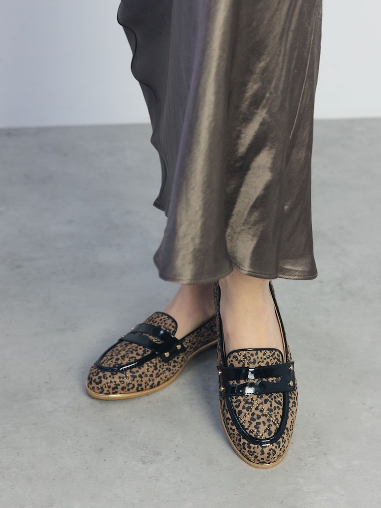 Moda in Pelle Animal Fiorela Quilted Smart Comfort Loafers With Saddle Detail - Image 1 of 4