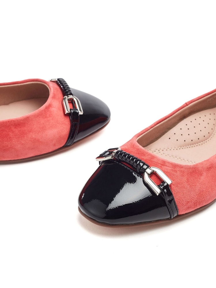 Naranja - Moda in Pelle Fegra Snaffle Trim Square Toe Comfort Ballerinas - Imagen 5 de 5