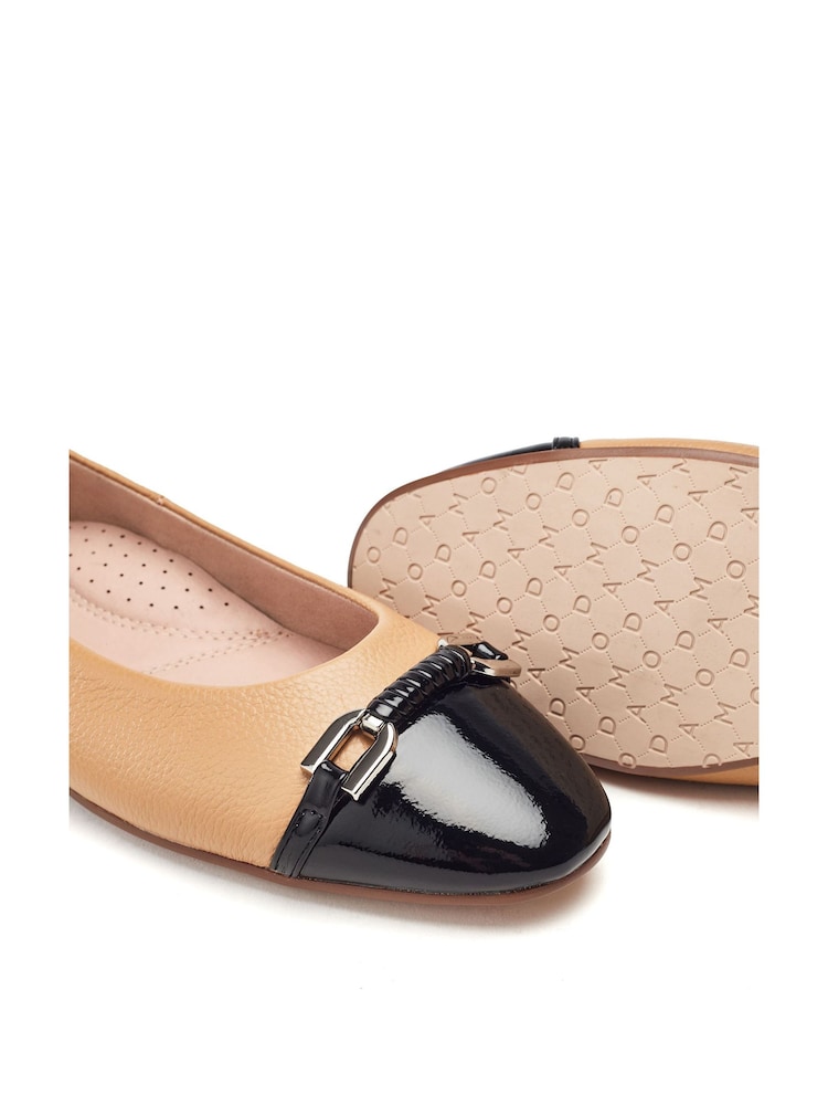 Marrón - Moda in Pelle Fegra Snaffle Trim Square Toe Comfort Ballerinas - Imagen 5 de 5