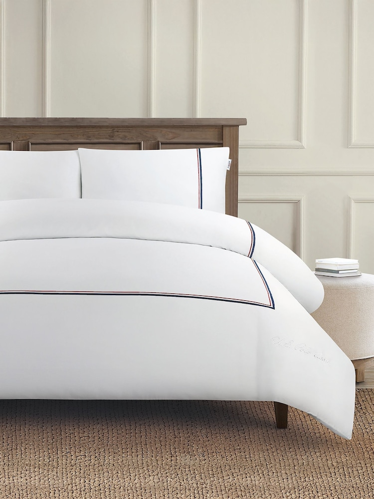 U.S. Polo Assn. Luxury Cotton Brand Stripe Duvet Set - Imagen 1 de 4