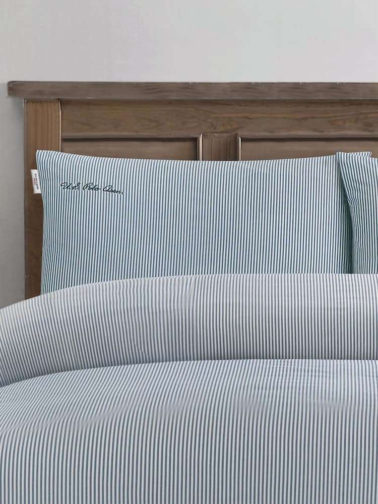 US Polo Assn. Parure housse de couette rayée en pur coton - Image 3 of 4