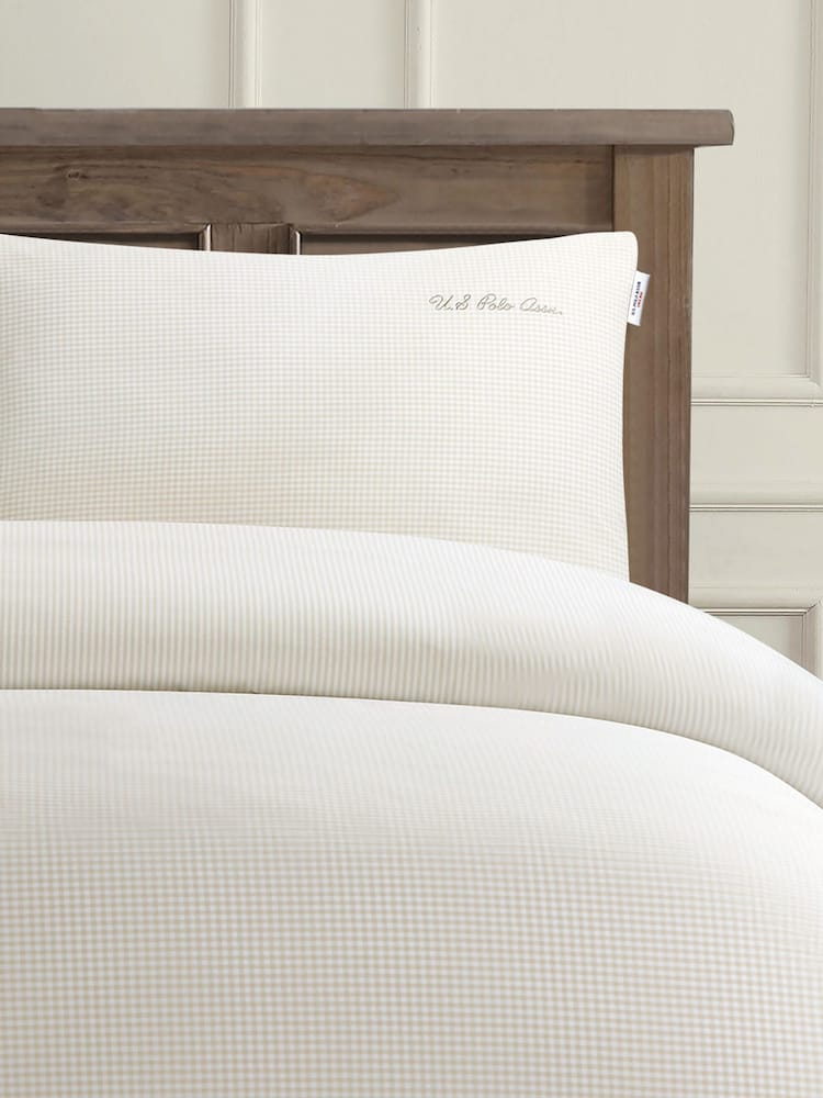 U.S. Polo Assn. Oatmeal Pure Cotton Gingham Duvet Set - Image 3 of 4
