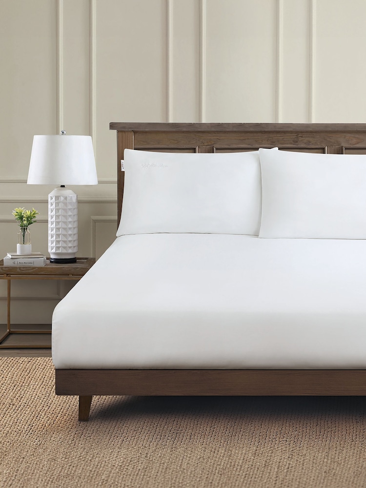 U.S. Polo Assn. Bright White Pure Cotton Sheet & Pillowcase Set - Image 3 of 4