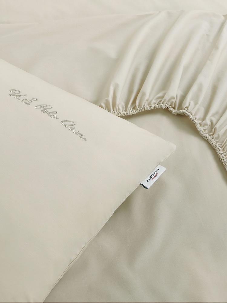 U.S. Polo Assn. Oatmeal Pure Cotton Sheet & Pillowcase Set - Image 4 of 4